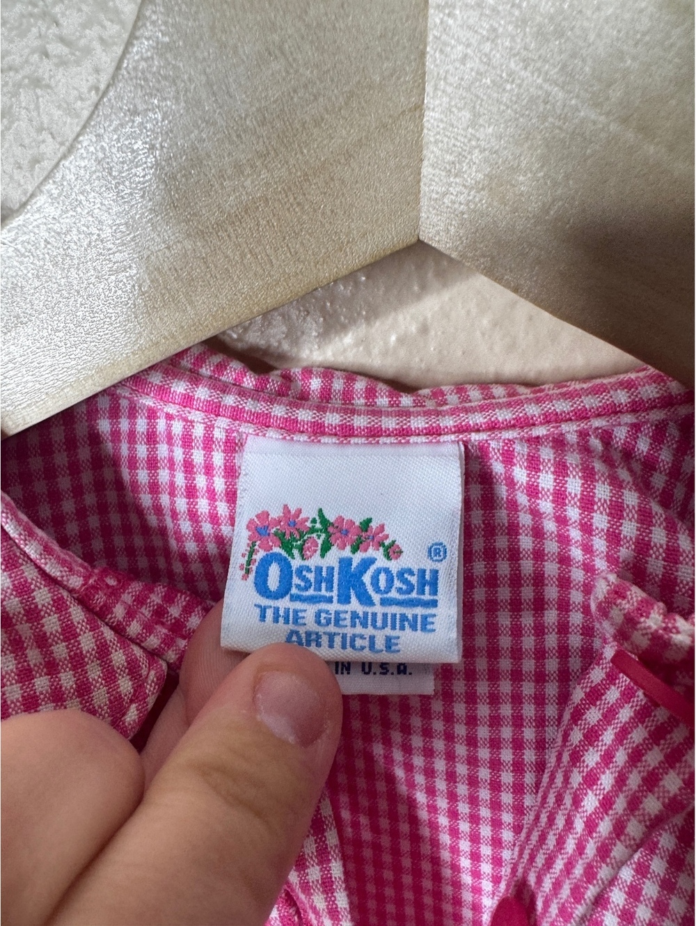 Vintage OshKosh Girls 24 Months Pink Plaid Cotton Romper One Piece USA Made - Picture 2 of 8